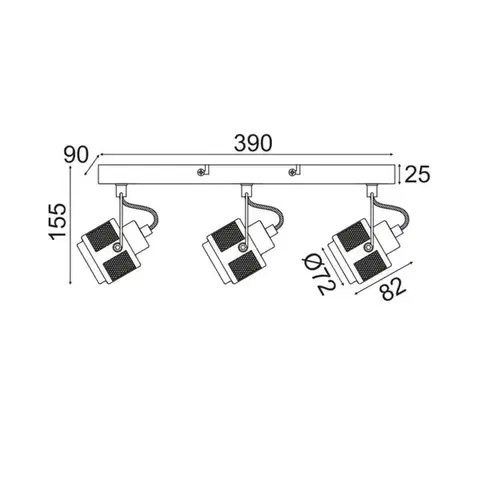 ACA Lighting bodové svítidlo nástěnné 3XGU10 šedá kovová 43X10X16CM KRYPTON AR2093W43G