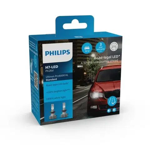 Philips H7 12V 17W Ultinon Pro6000 LED 5800K homologace SK, DE, AT Standard 2ks 11972U60SX2