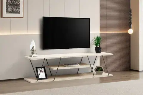 TV stolek Canaz - Black, Travertine