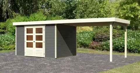 Dřevěný zahradní domek ASKOLA 5 s přístavkem 280 Lanitplast