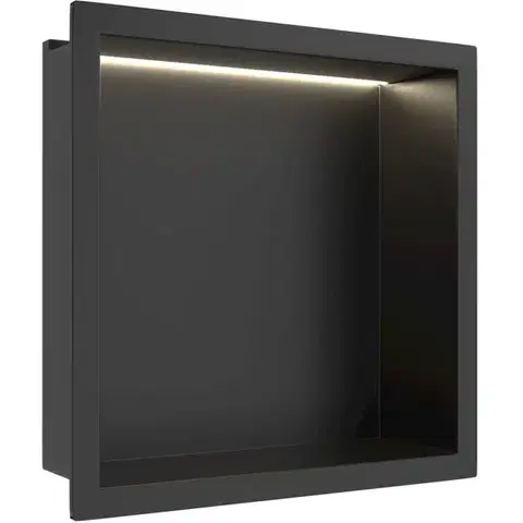 CERANO Zápustná polička/nika do obkladu s LED osvětlením černá matná 30x30x10  CER-002626