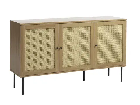 Estila Příborník Malmo, světlý dub/ratan, 140 cm