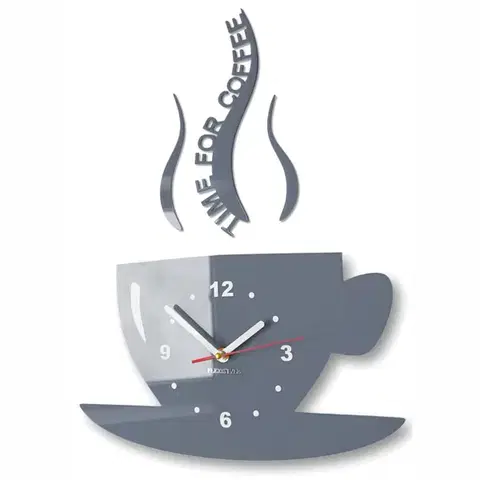 Nástěnné hodiny Time for coffee Šedá