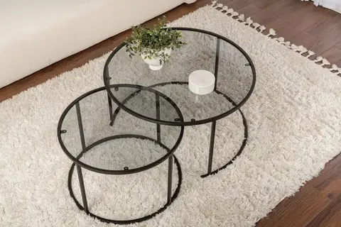 Sada konferenčních stolků Aurum - 80, 60 - Black, Grey
