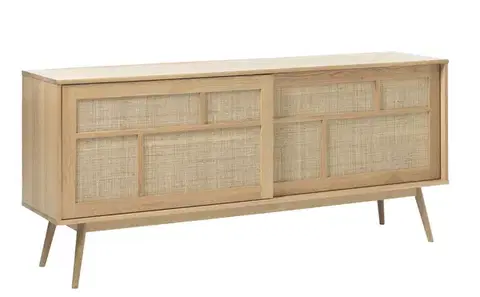 Estila Příborník Aarhus, světlý dub/ratan, 180 cm