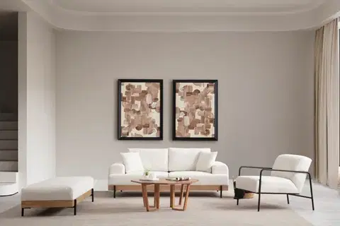 Puf Eti Oak Pouffe - White