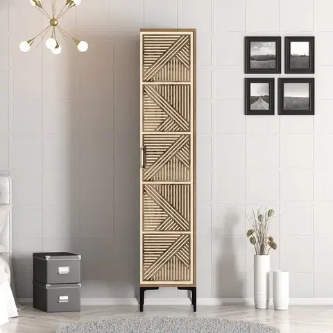 Šatní skříň Kumsal P - Walnut, Cream