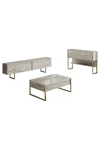 Living Room Furniture Set Luxe Set - Travertine, Gold