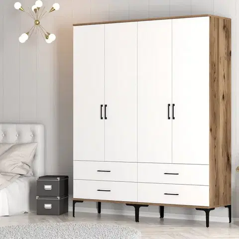 Šatní skříň Kumsal TT - Walnut, White