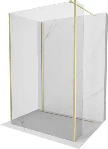 MEXEN/S Kioto Sprchová zástěna WALK-IN 110 x 110 x 30, transparent, zlatá kartáčovaná 800-110-110-221-55-00-030