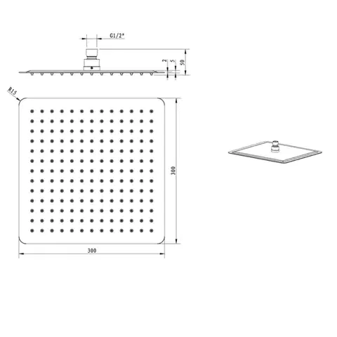 SAPHO SLIM hlavová sprcha, 300x300, černá mat SL101