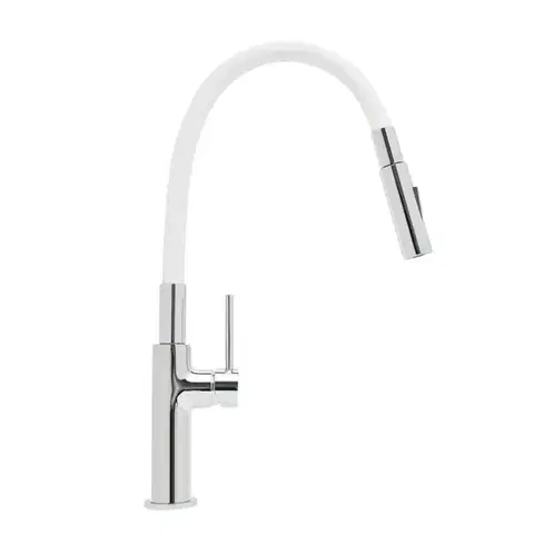 Dřezová baterie SAT se silikonovým ramínkem bílá/chrom SATBSD290B2F SATBSD290B2F
