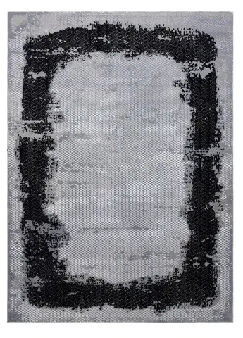 Dywany Łuszczów, Kusový koberec Core A004 Frame black/light grey, 120x170, šedá, chodba / předsíň