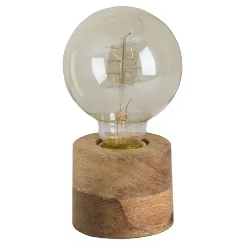 Estila Designová kulatá malá hnědá stolní lampa Monol z masivního dřeva 7 cm