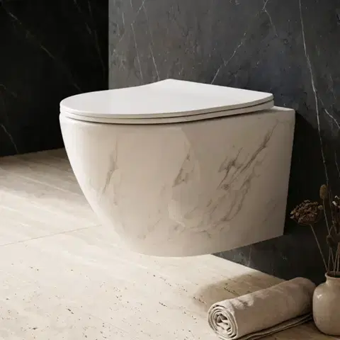 REA Závěsná WC mísa včetně sedátka Carlos Nature Marble REA-C6606