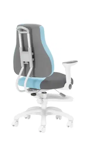 Dětská rostoucí židle Neoseat KINDER WHITE PLUS — látka, šedá / světle modrá