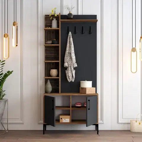 Předsíňová stěna Viyana D - Walnut, Anthracite