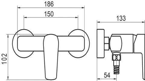 NOVASERVIS Sprchová nástěnná baterie METALIA 58 FLOW, 150 mm, černá 58061,5