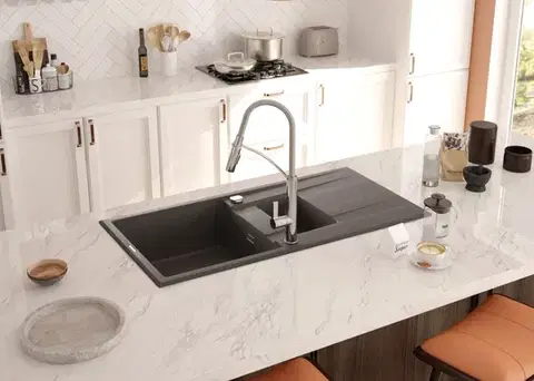 DEANTE Eridan grafit metalic Granitový dřez, 1.5 bowl s odkapávačem ZQE_G513