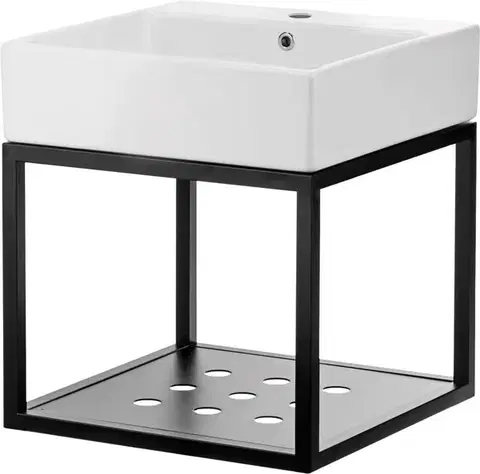 DEANTE Temisto nero Nástěnná koupelnová konzola, s umyvadlem 60x50 cm CDTW6U6S