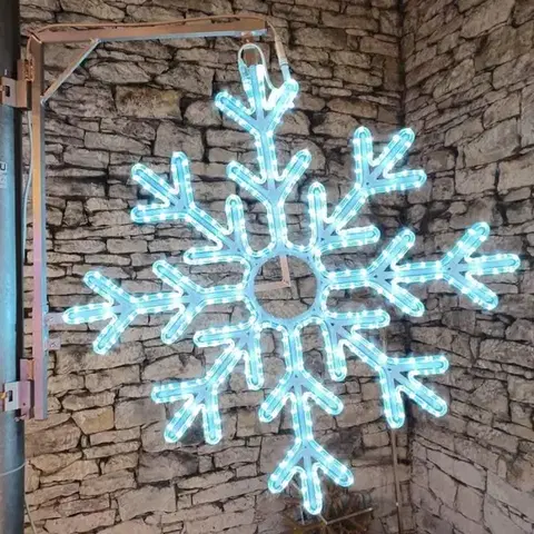 DecoLED LED světelná vločka X, sada na sloupy VO 3D tisk, pr. 102 cm, ledově bílá