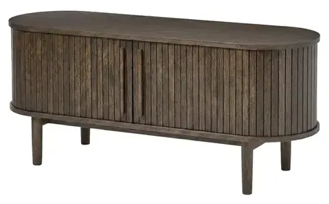 Estila TV stolek Alborg, tmavý dub, lamelový, 140 cm