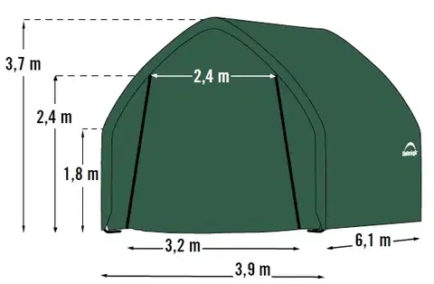 Plachtová garáž 3,9 x 6,1 m zelená Dekorhome