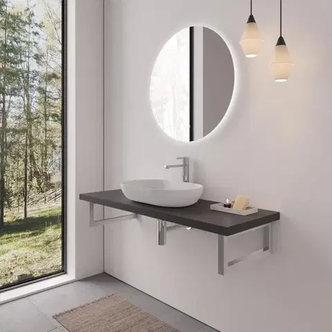 CERANO Deska pod umyvadlo Navira Pro + 2 konzole pod desku černá matná 100x3,6x46  CER-606072