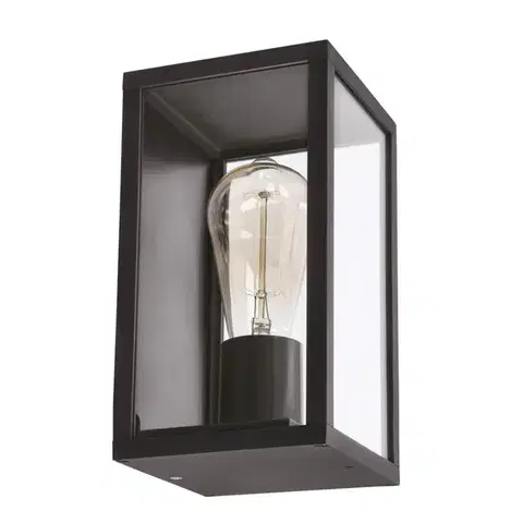Obdélníková zahradní fasádní lampa Hoya 12x22cm černá 1x60W E27 IP44