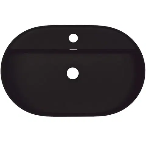 DEANTE Silia nero Granite umyvadlo na desku, s policí na baterii oválná CQS_NU6B