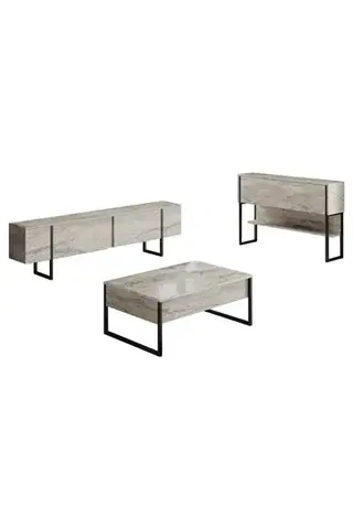 Living Room Furniture Set Luxe Set - Travertine, Black