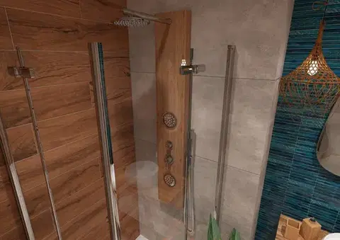 Sprchový panel SIKO Bamboo Shower na stěnu s pákovou baterií bambus BAMBOOSHOWER BAMBOOSHOWER