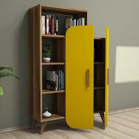 Knihovna Form Yellow and Walnut