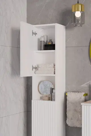 COMAD Vysoká skříňka 2 dvířka NOVA WHITE 5907611663424