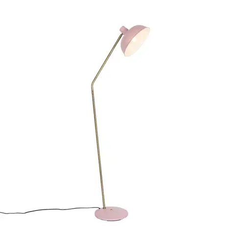 Retro stojací lampa růžová s bronzem - Milou