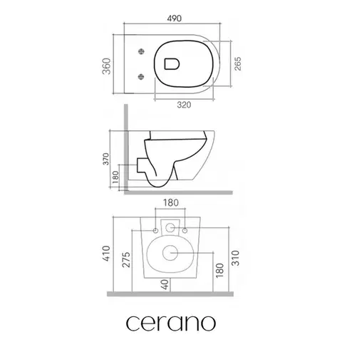 CERANO Kompletní WC set Profi/Cesso bílá lesklá WC tlačítko Line/Černá lesklá pro zazdění 49x36  CER-8050BD84240