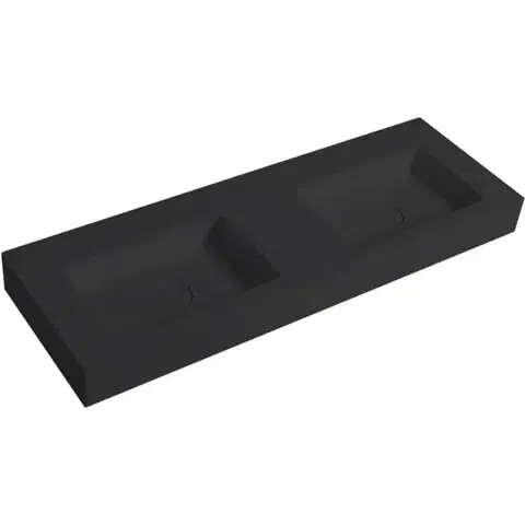 CERANO Dvojumyvadlo z litého mramoru Geminia nástěnné černá matná 133x45  CER WA08-1