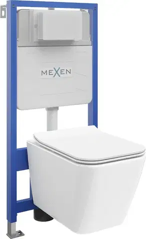 MEXEN/S WC předstěnová instalační sada Fenix Slim s mísou WC Cube + sedátko softclose,  bílá 61030924000