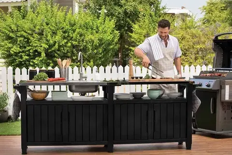 Zahradní stůl / skříň s dřezem UNITY CHEF 415L grafit Keter