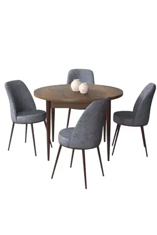 Dining Table & Chairs Set (5 Pieces) Tor - Baroque, Fume