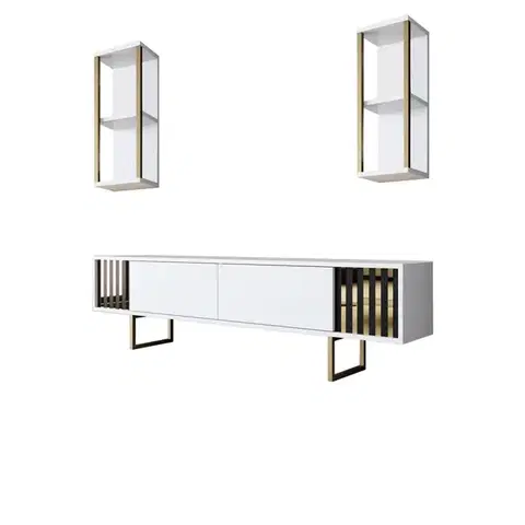 TV stěna / Sestava pod TV Gold Line - White, Black