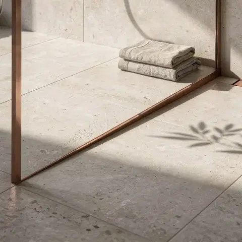 REA Spádová lišta sprchové vaničky 100cm Brush Copper vpravo REA-K9491