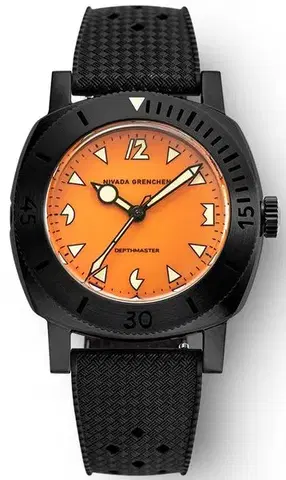 Nivada Grenchen Depthmaster Black Pumpkin - Tropic Rubber