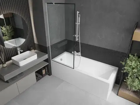 MEXEN/S Next vanová zástěna FIX 80 x 150, černá dekor, bílá 895-080-000-00-0-20 895-080-000-00-70-20