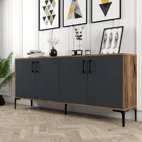 Konzolový stolek Kiev - Walnut, Anthracite