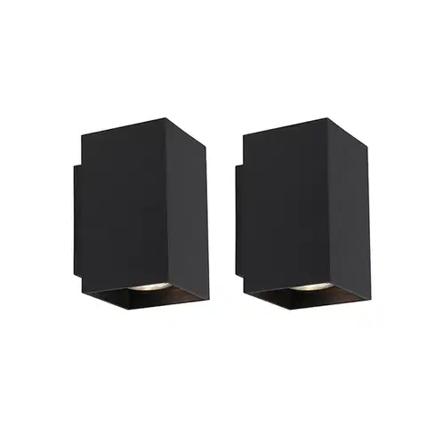 Sada 2 moderních nástěnných lamp černých čtvercových 2-světlo - Sandy