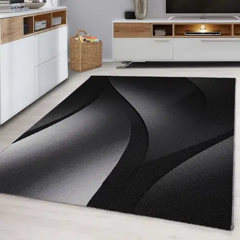 Ayyildiz, Kusový koberec Plus 8010 black, 80x300, černá, chodba / předsíň