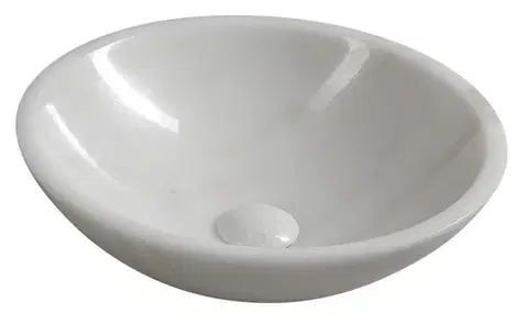 SAPHO BLOK kamenné umyvadlo na desku Ø 40cm, leštěný bílý mramor 2401-34