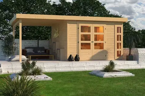 Dřevěný zahradní domek KERKO 6 s přístavkem 240 Lanitplast