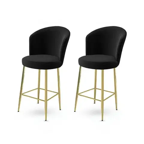 Sada barových židlí Alte Black and Gold, 2 ks, 2 ks